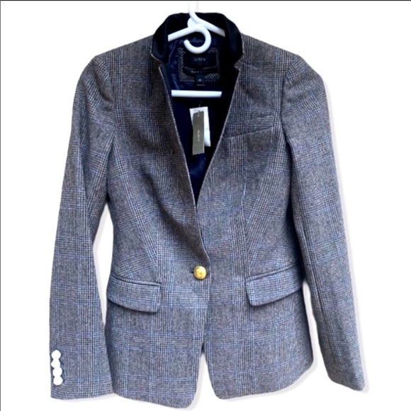J. Crew Jackets & Blazers - J CREW Gray Plaid Glen Check Regent Blazer, 00